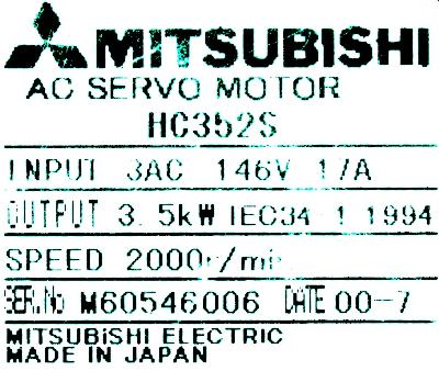 MITSUBISHI Industrial 3.5kW AC Servo Motor HC352S-E51 2000rpm NEW in stock 0
