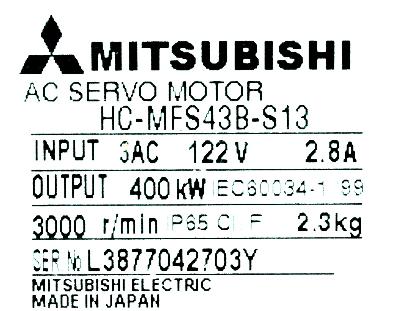 MITSUBISHI Industrial AC Servo Motor HC-MFS43-S13 HC-MFS43B-S13 Power 400KW 0