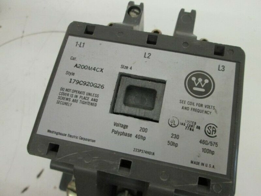 A200M4CX NEMA Motor Control 480V 60 Hz Coil Voltage 135A Three Pole A200 Serie