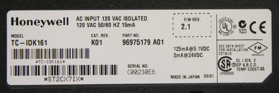 TC-IDK161 Honeywell AC Input Module 120 Volt AC Isolated 120VAC 15MA 50HZ / 60HZ