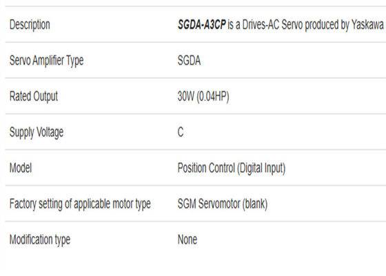 SGDA-A3CP Servo Drives Yaskawa 0.03kw Power Brand New Original