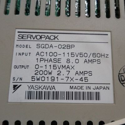 Yaskawa SGDA-02BP Sigma Series 100V Servo AC Drives 1 PHASE 8A 100V 200W