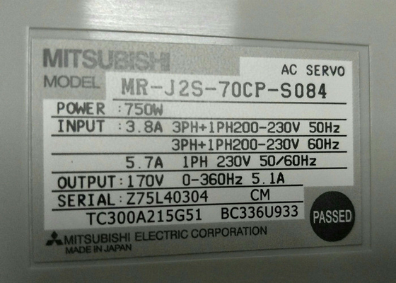 Mitsubishi Industrial Drive MR-J2S-70CP-S084 AC Servo Amplifier 750W Input 3.8A 200-230V