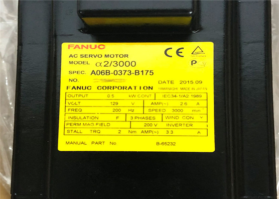A06B-0373-B175 Industrial Servo Motor Fanuc Alpha 2/3000 3000rpm 200-230V
