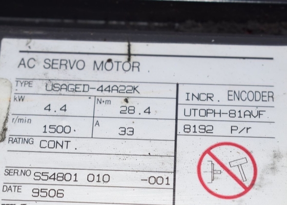 USAGED-44A22K YASKAWA AC Servo Motor Encoder 1500 rpm 33 Amp