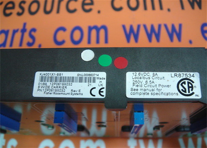 Emerson DeltaV KJ4001X1-BB1 12P0619X032 8 WIDE I/O CARRIER Redundant Power Supply Module