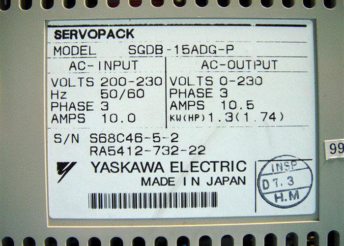 SGDB-15ADG-P Yaskawa Servo Drive 3PH Servopack 10 Amps Sigma 1500 W