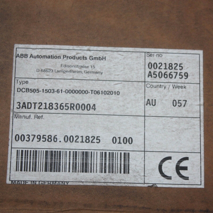 3ADT218365R0004 DCB505-1503-61-0000000-T06102010 new original, 50~60 HZ, 1650 A, 3~600V, 700 V dc of ABB. 1