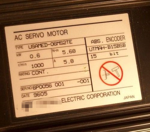 USAMED-06MS2TE 0.6 kW, 1000 rpm, 5.8 Amp, 5.8 Amp, 5.8 Amp of  Yaskawa AC Servo Motor.new original. 0